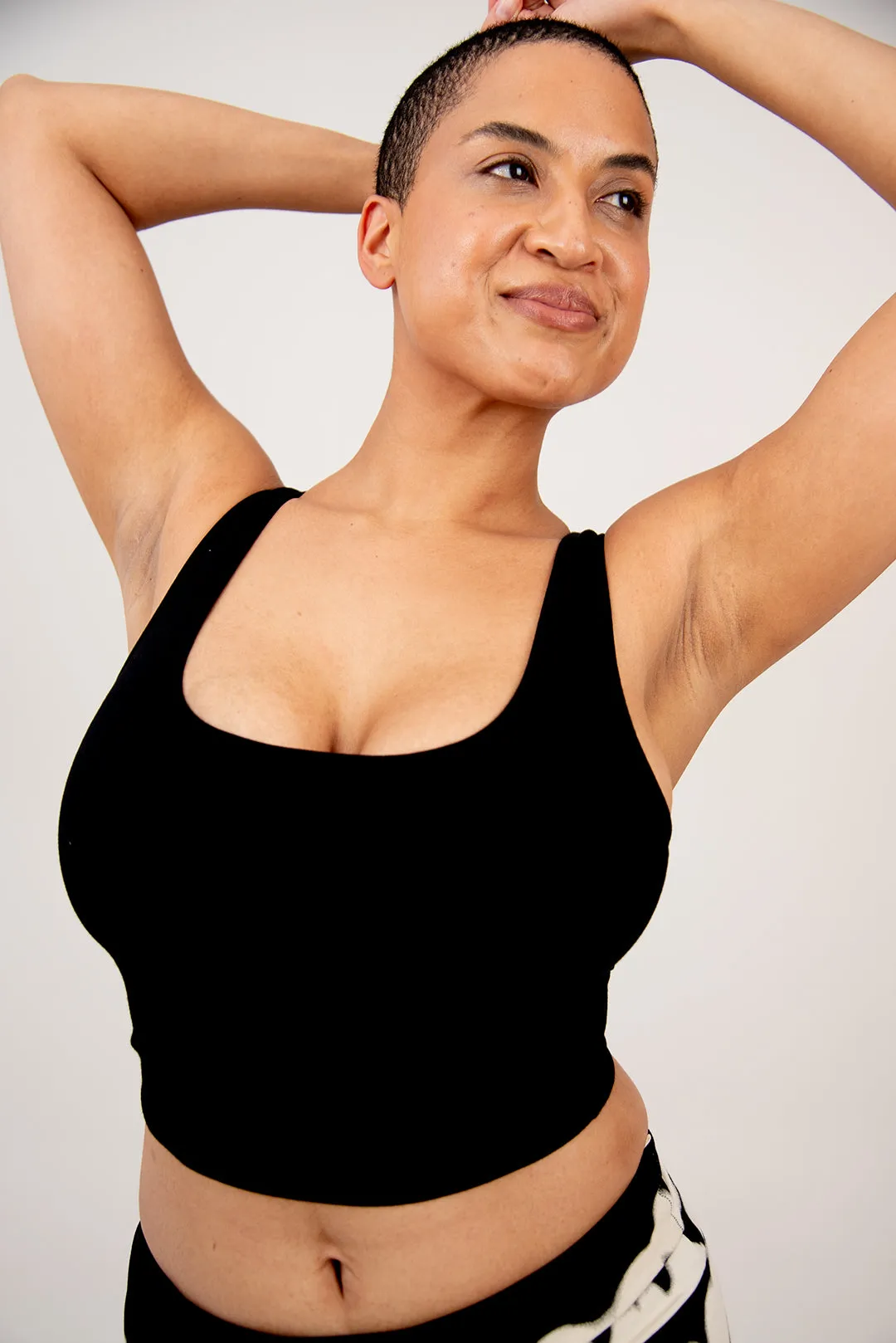 Shinni Neck Crop Tank Top In Black sold by Manners London