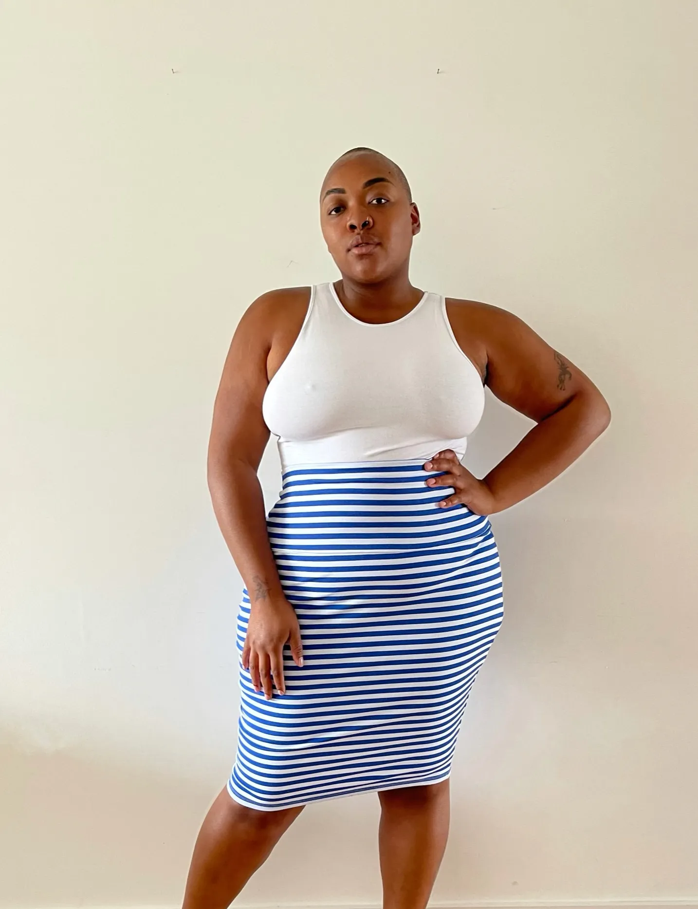 Favell Pencil Skirt In Royal Stripe sold by Manners London product image thumbnail 3