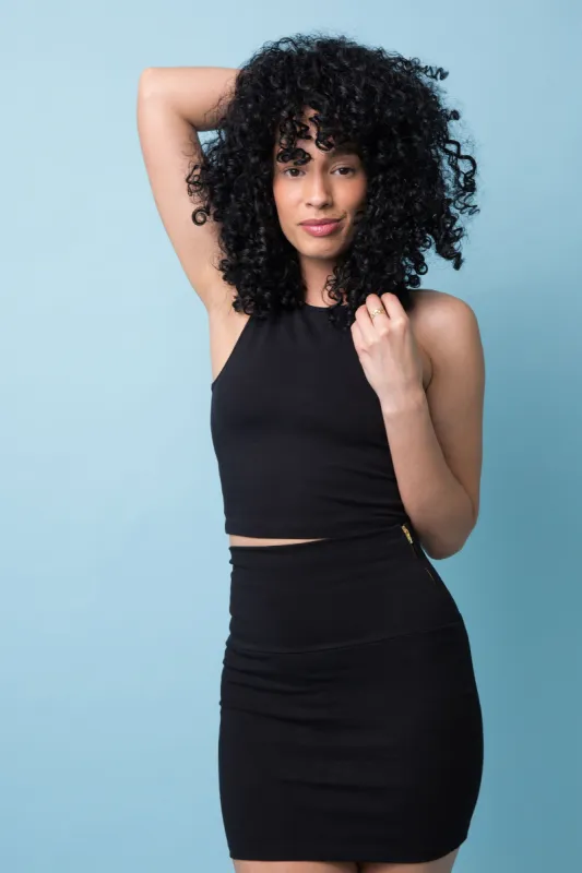 Iza Crop Vest Top in Black sold by Manners London
