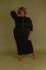 Zip Midi Dress 3/4 Sleeve in Black sold by Manners London