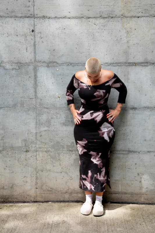 Baza Midi Dress Regular in Hujan Manis sold by Manners London