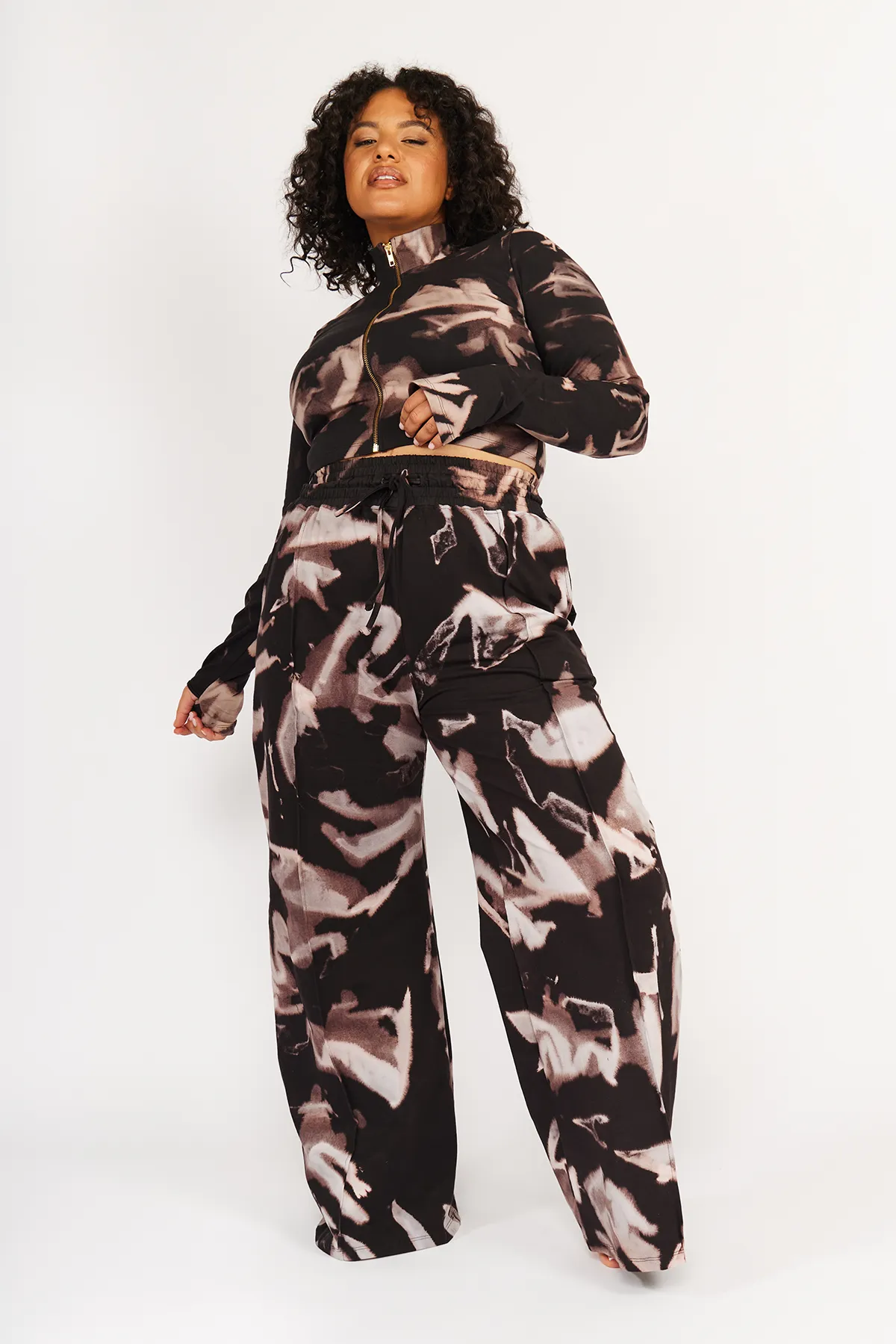 Trackie Trousers Wide Leg Tall in Hujan Manis sold by Manners London