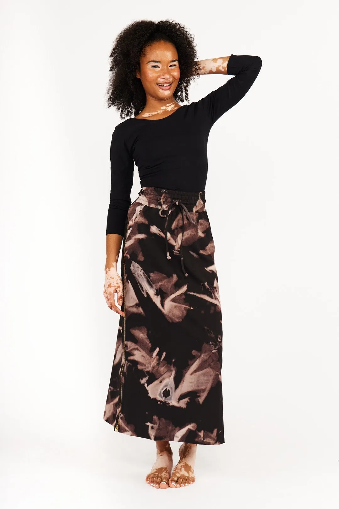 Trackie Midi Skirt Petite in Hujan Manis sold by Manners London