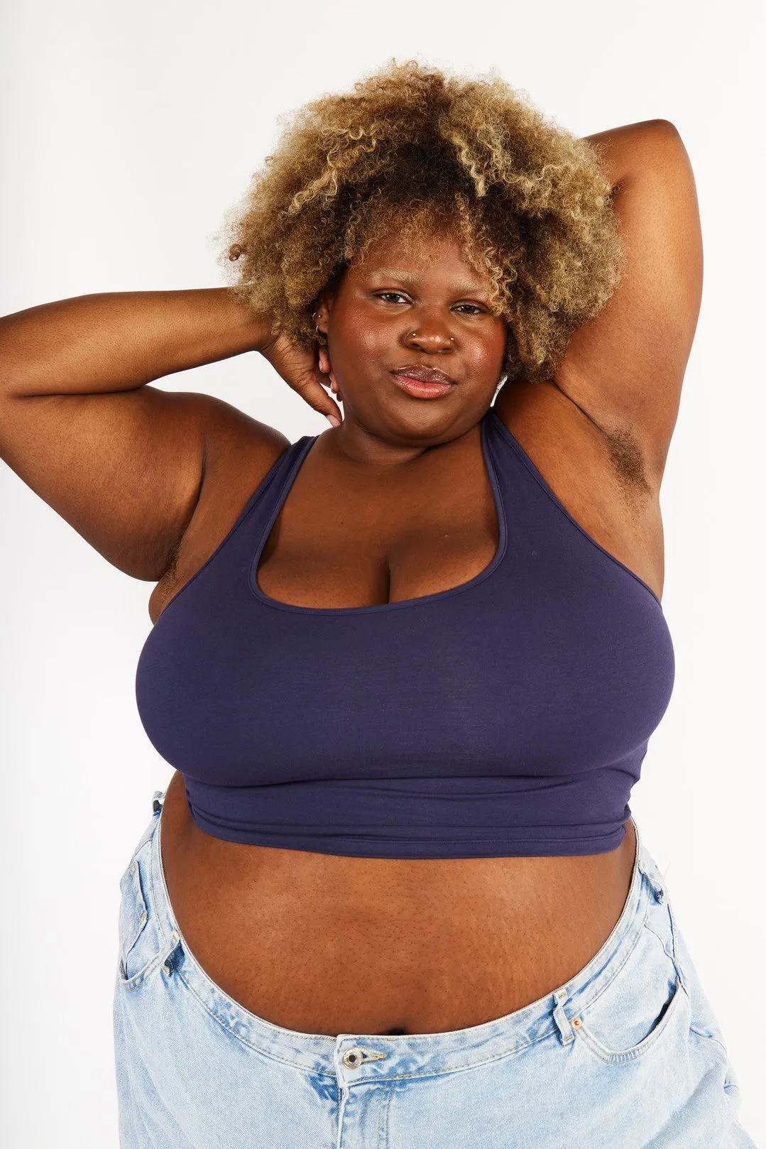 Shinni Neck Crop Tank Top In Eclipse sold by Manners London product image thumbnail 3