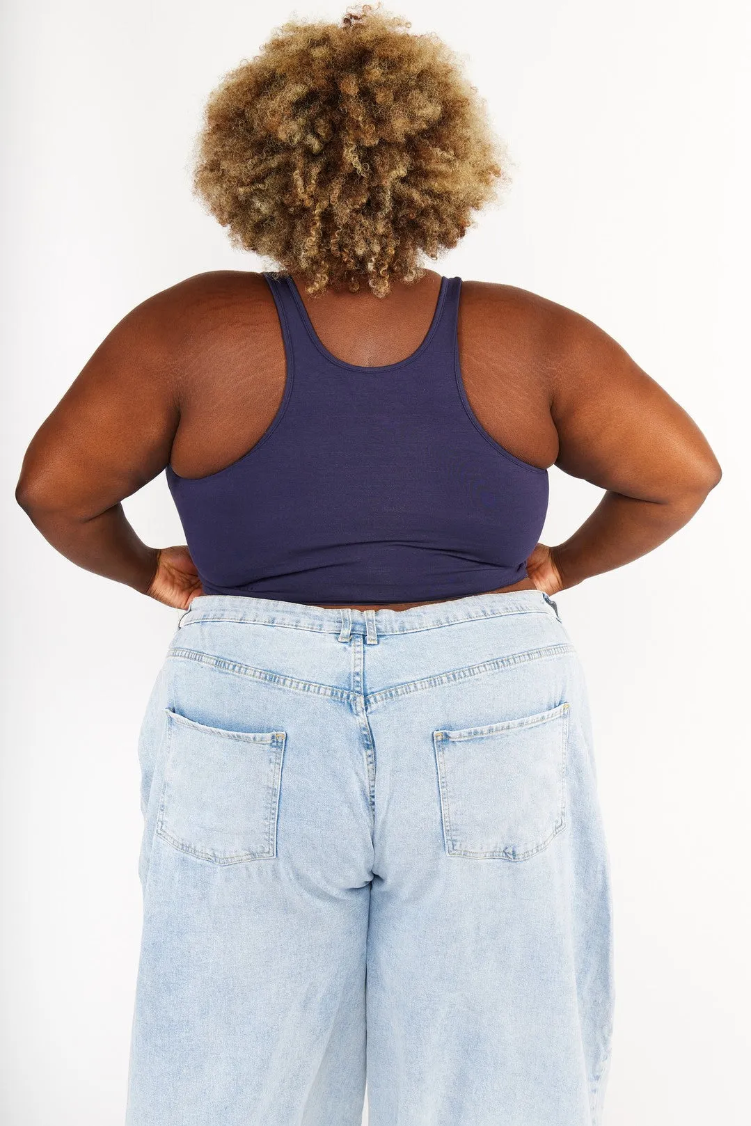 Shinni Neck Crop Tank Top In Eclipse sold by Manners London product image thumbnail 2