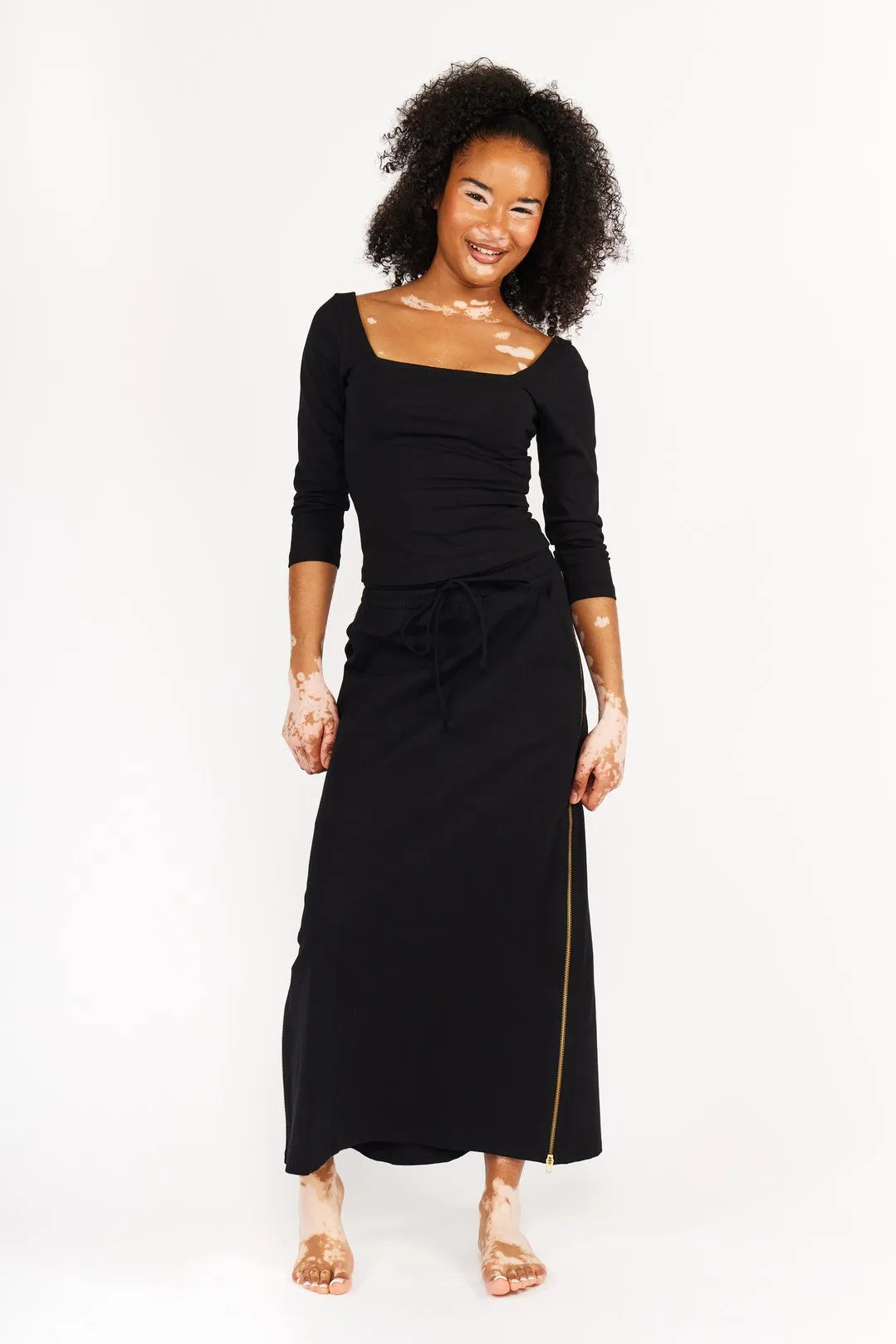 New Square Neck Full Length Top (Long Sleeves) in Black sold by Manners London product image thumbnail 3