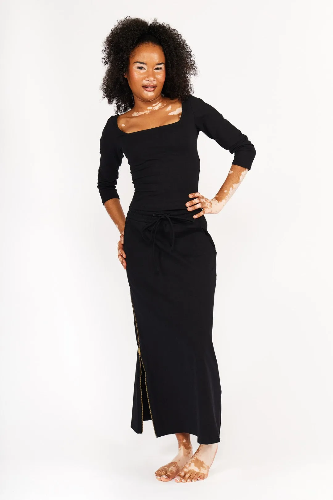 New Square Neck Full Length Top (Long Sleeves) in Black sold by Manners London product image thumbnail 4