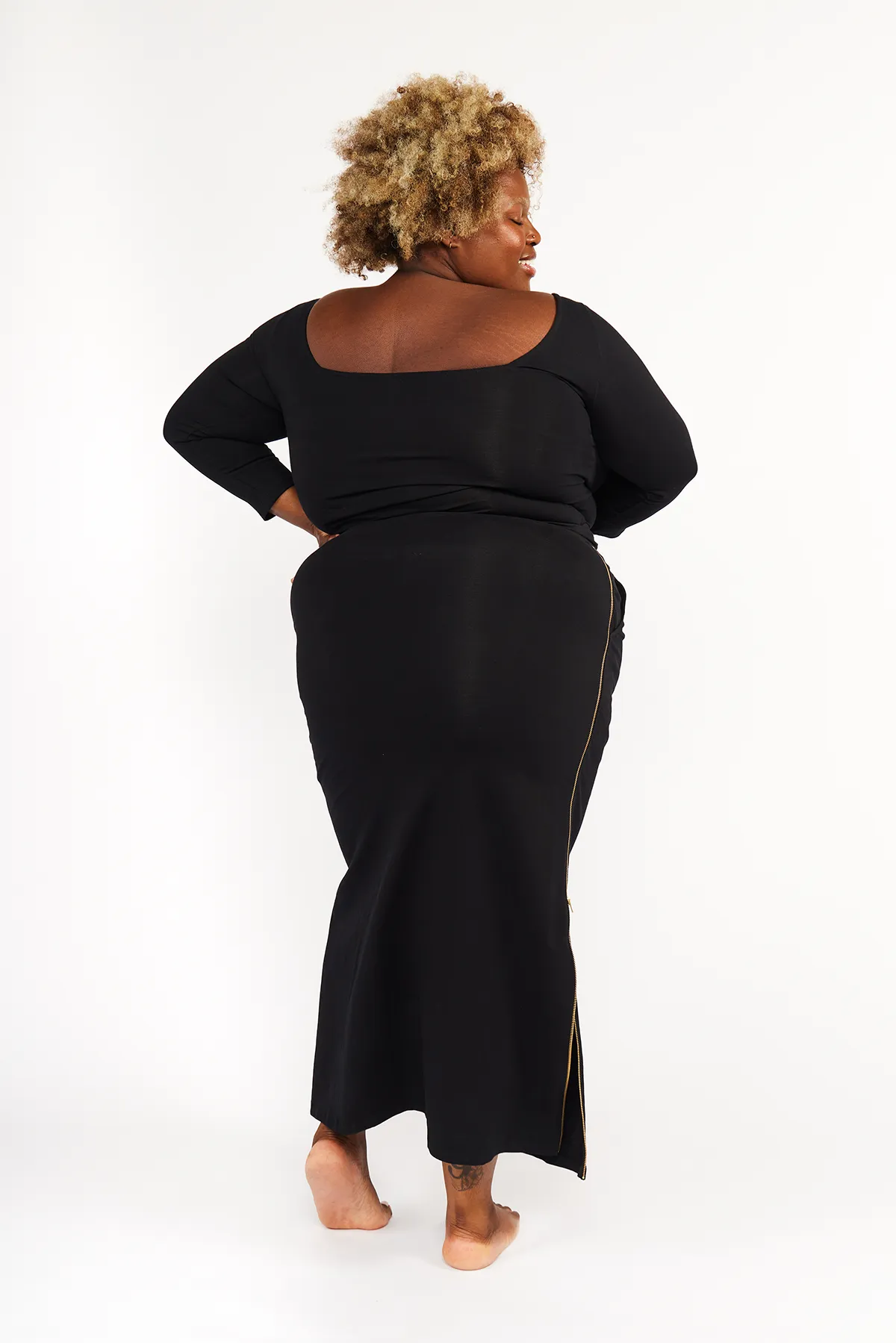 New Square Neck Crop Top (Long Sleeves) in Black sold by Manners London product image thumbnail 2