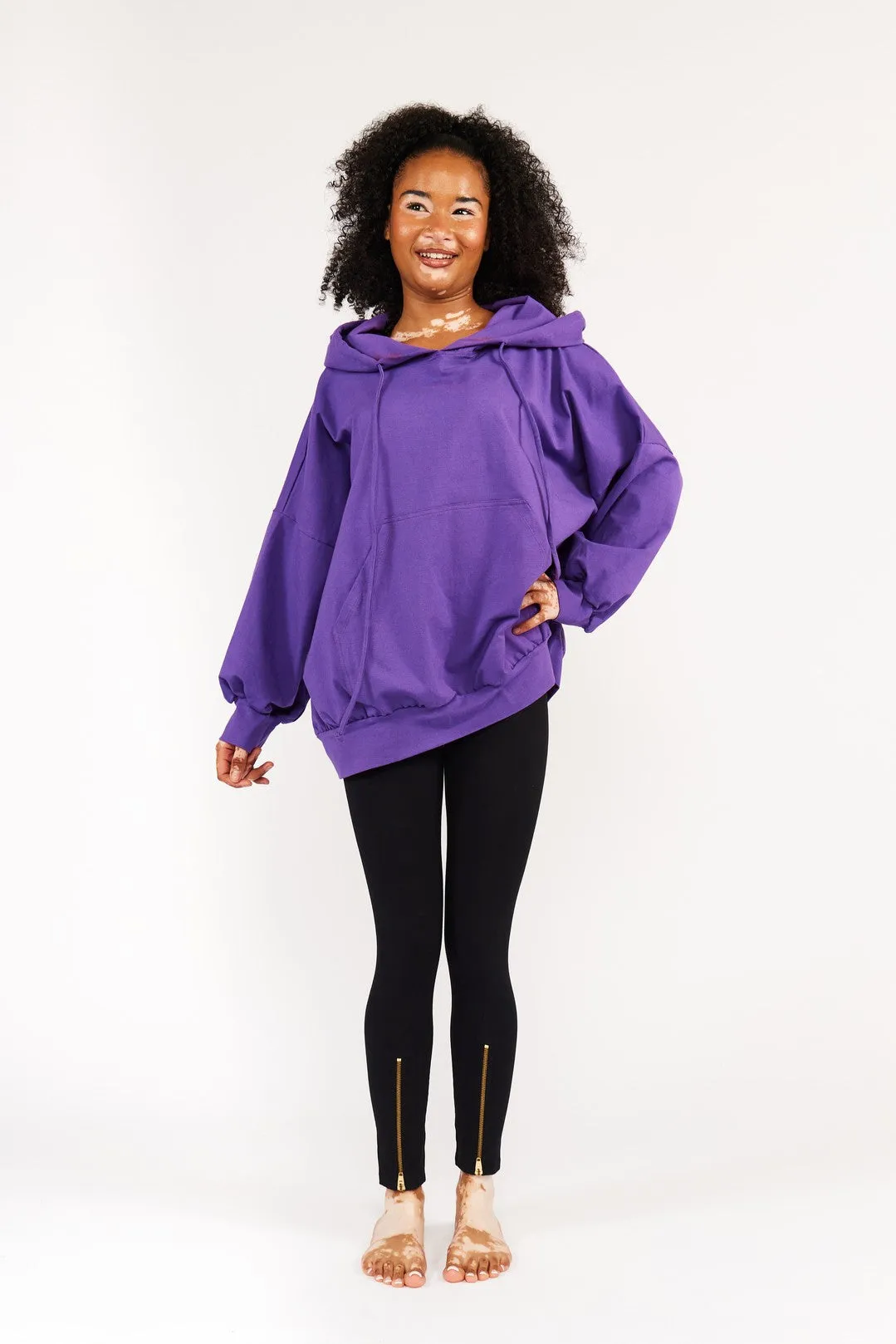 Limited Edition Oversized Full Length Hoodie in T.Purple sold by Manners London