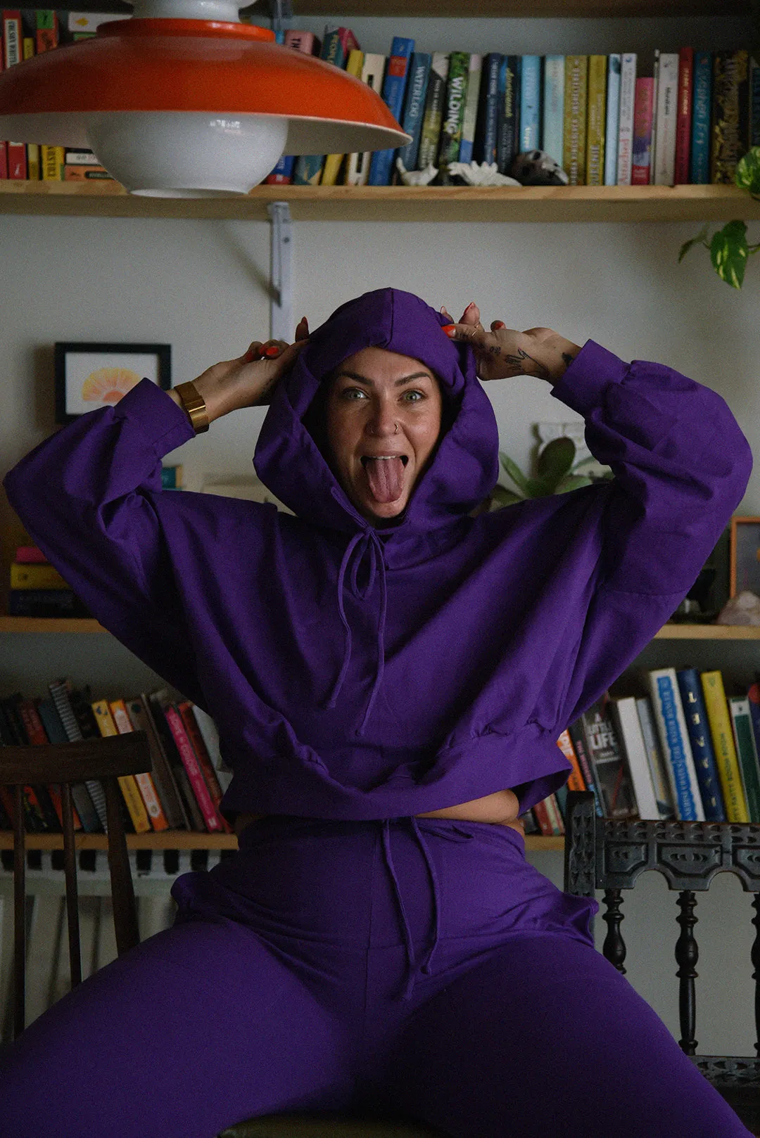 Limited Edition Oversized Cropped Hoodie in T.Purple sold by Manners London product image thumbnail 4
