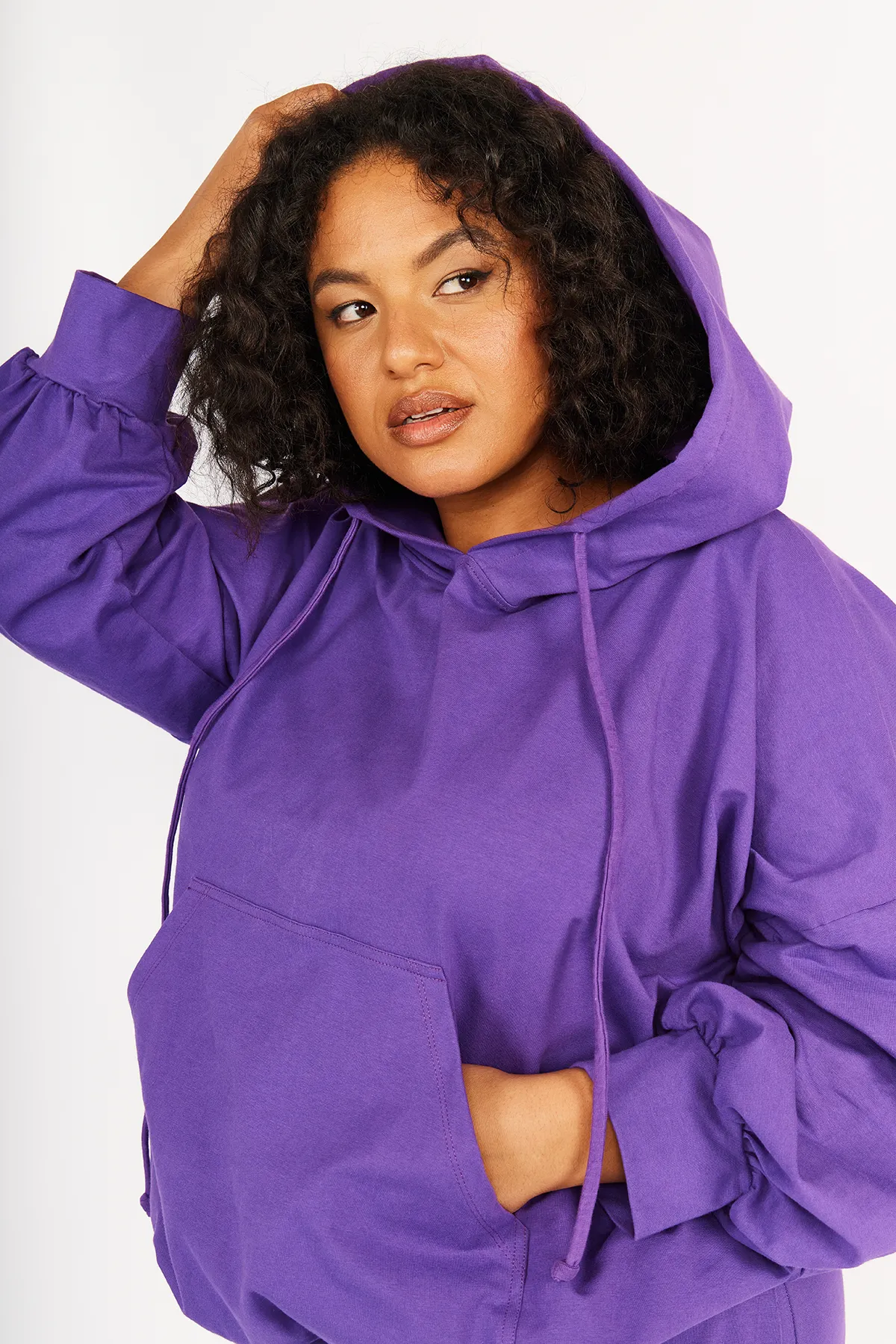 Limited Edition Oversized Cropped Hoodie in T.Purple sold by Manners London product image thumbnail 3