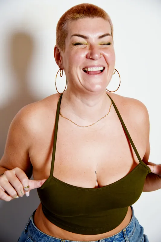 Crop Vest Top in Khaki Green LIMITED EDITION! sold by Manners London