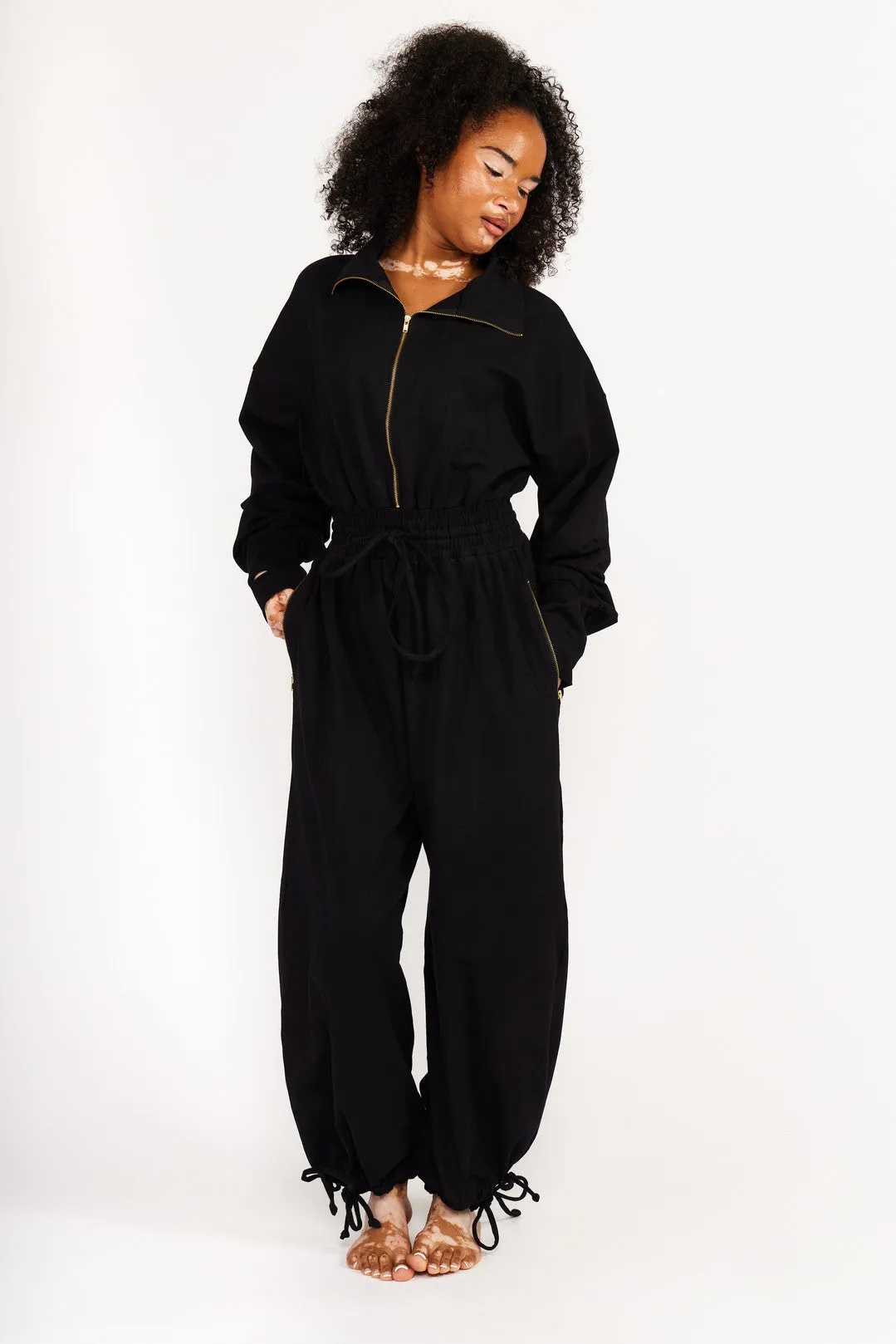Boiler Suit Petite in Black sold by Manners London