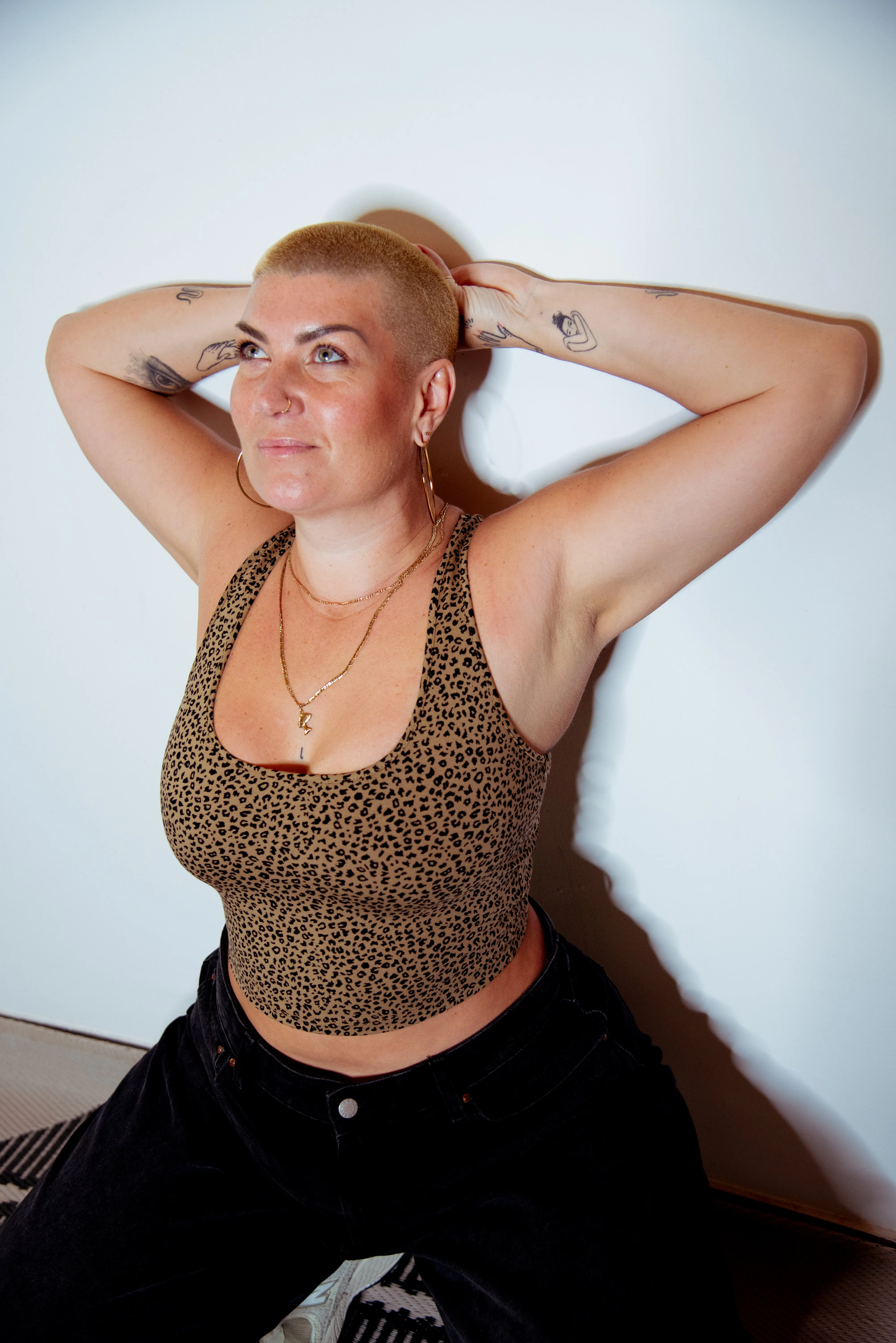 Shinni Neck Crop Tank In Classic Leopard sold by Manners London product image thumbnail 2
