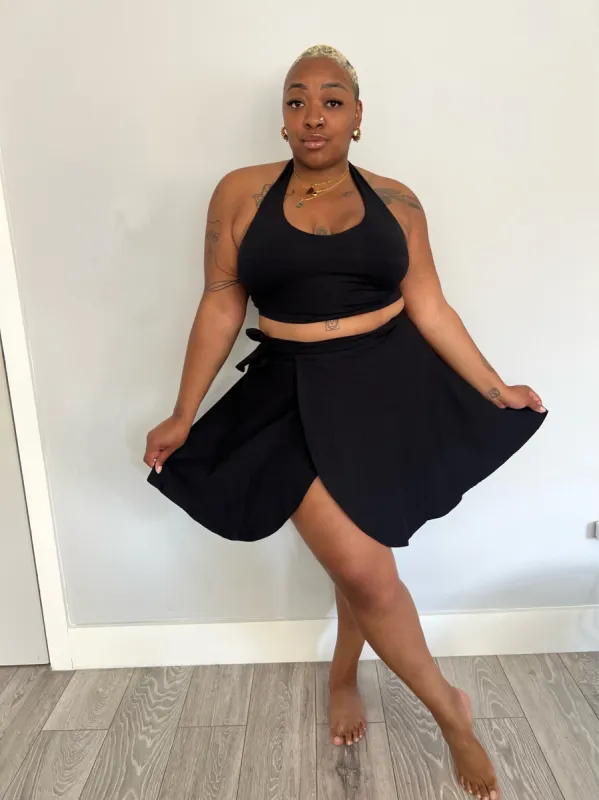 Halter Crop Top in Black made by Manners London