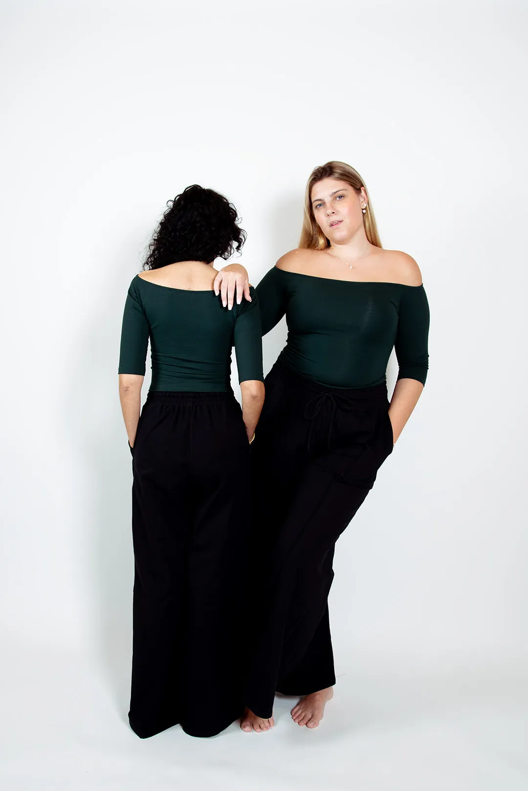 Bardot Mid Crop Top in Forest Green sold by Manners London product image thumbnail 3