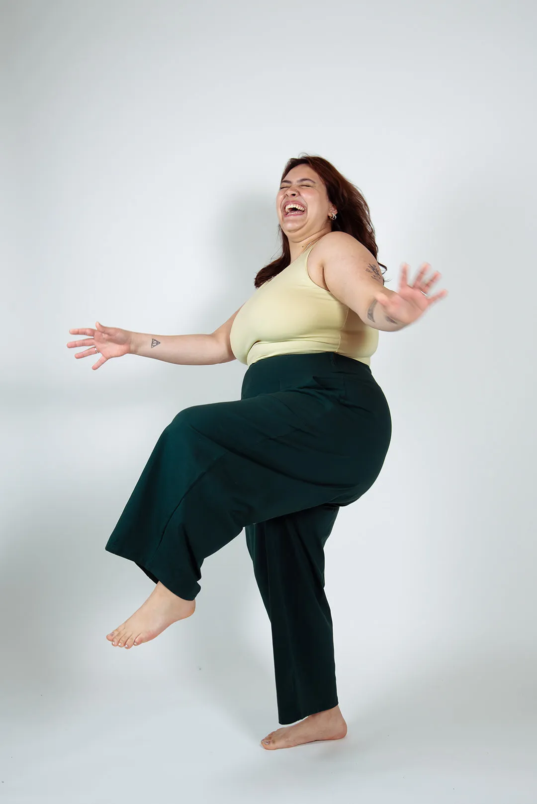 Puff Pants Petite in Forest Green sold by Manners London