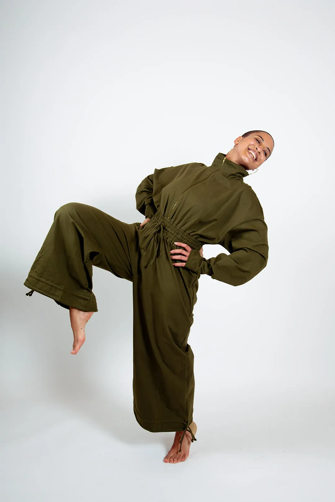 Boiler Suit Petite in Khaki Green sold by Manners London product image thumbnail 2