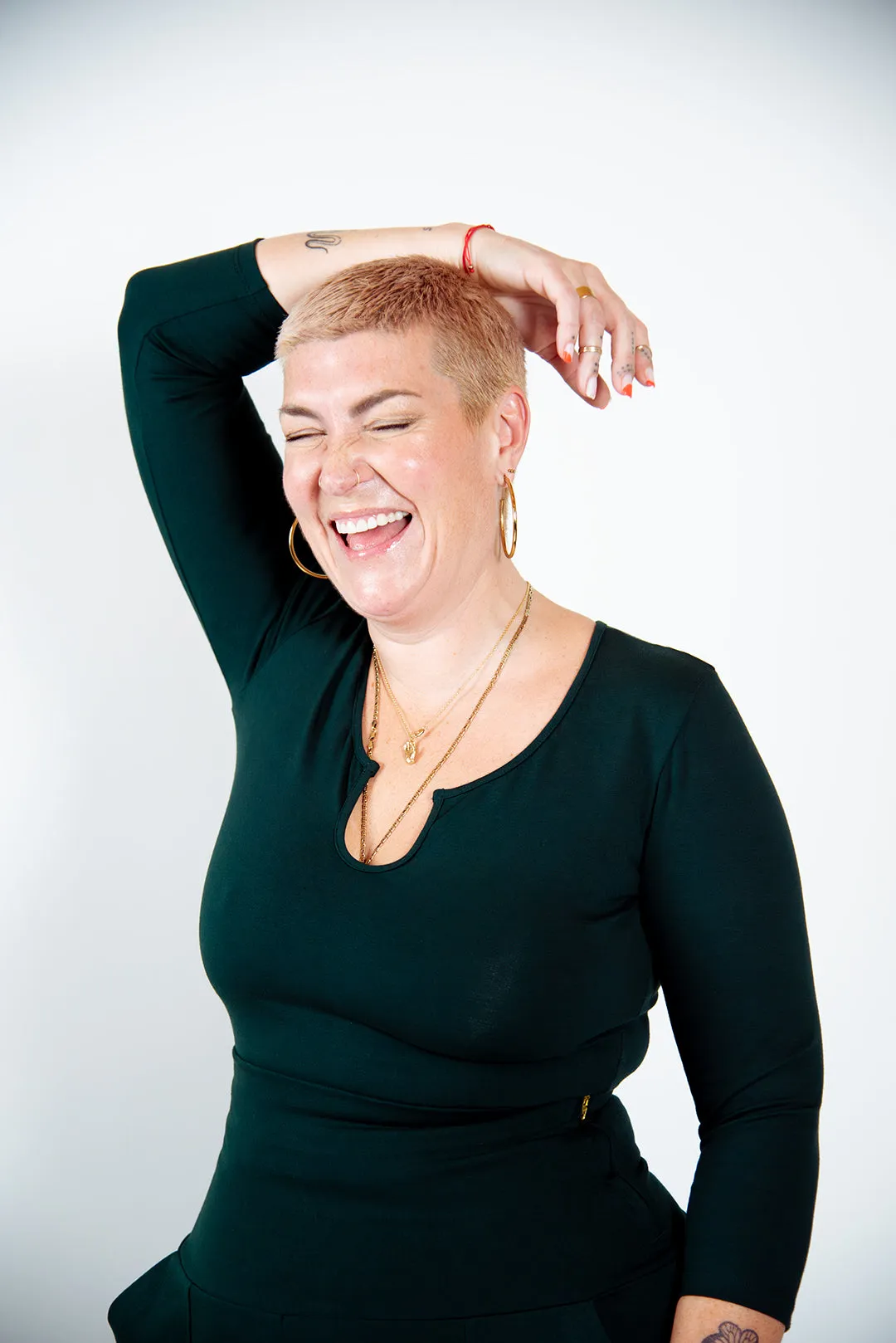 U Front Full Length Top 3/4 sleeves in Forest Green sold by Manners London