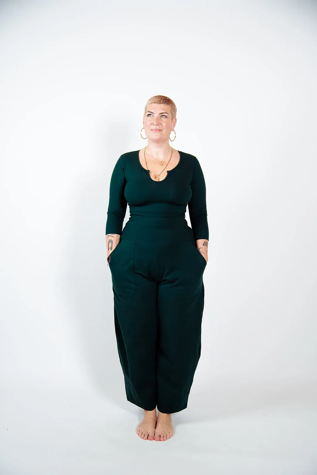 U Front Full Length Top 3/4 sleeves in Forest Green sold by Manners London product image thumbnail 5