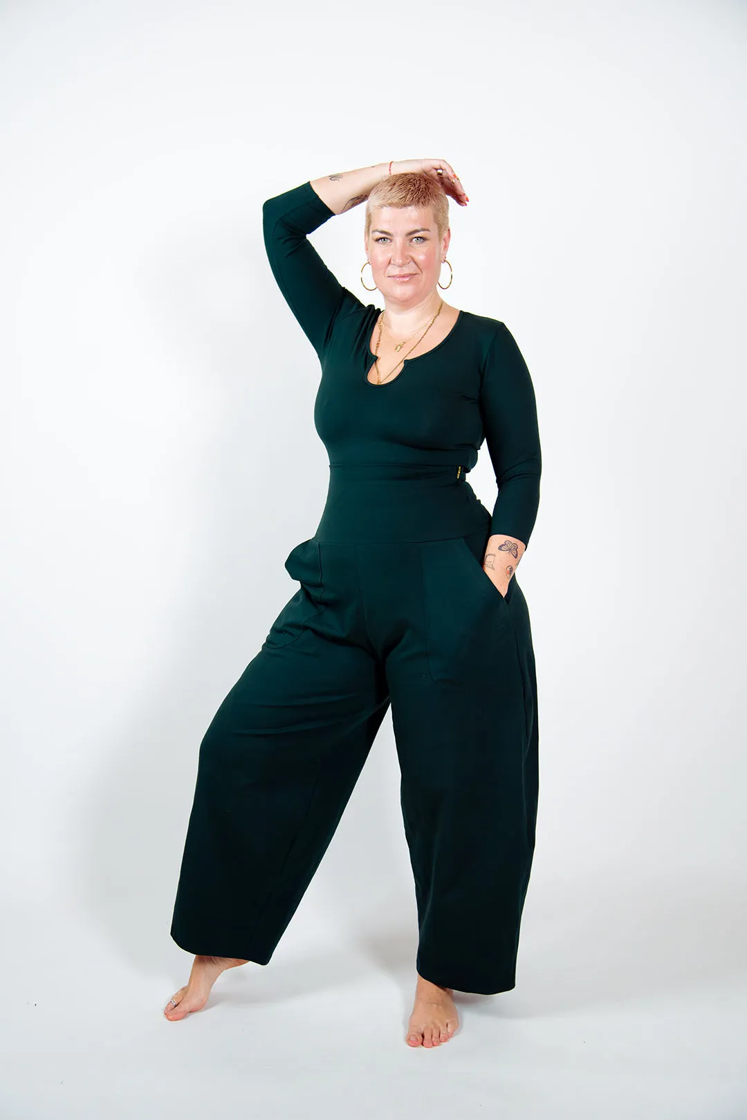 U Front Full Length Top 3/4 sleeves in Forest Green sold by Manners London product image thumbnail 2