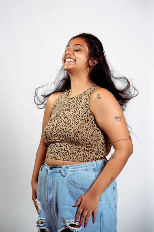 Iza Crop Vest Top in Classic Leopard sold by Manners London