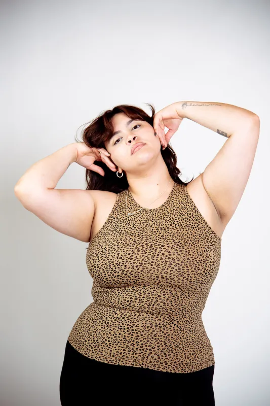 Iza Full Length Vest Top in Classic Leopard made by Manners London
