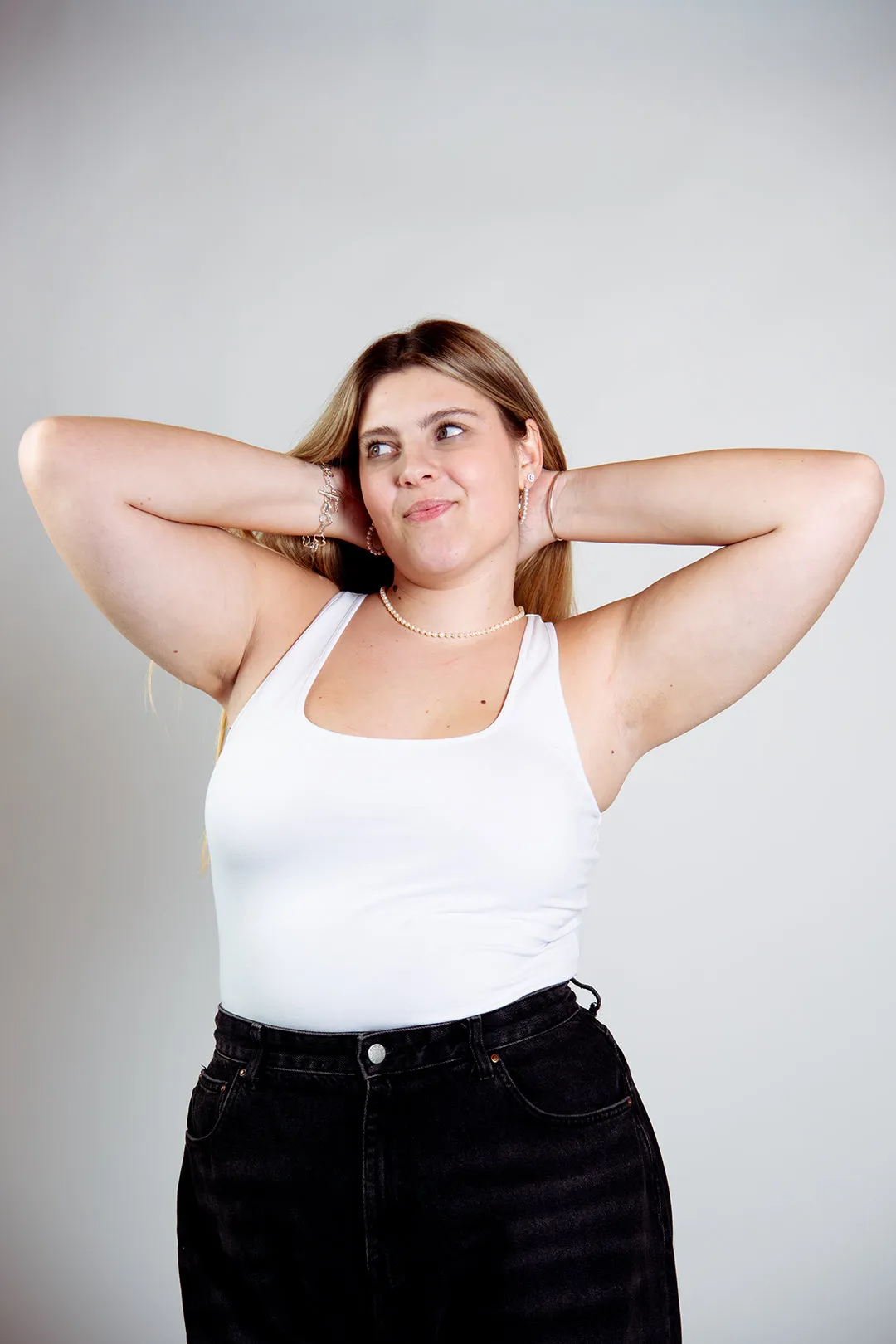 Shinni Neck Full Length Tank in White sold by Manners London product image thumbnail 5