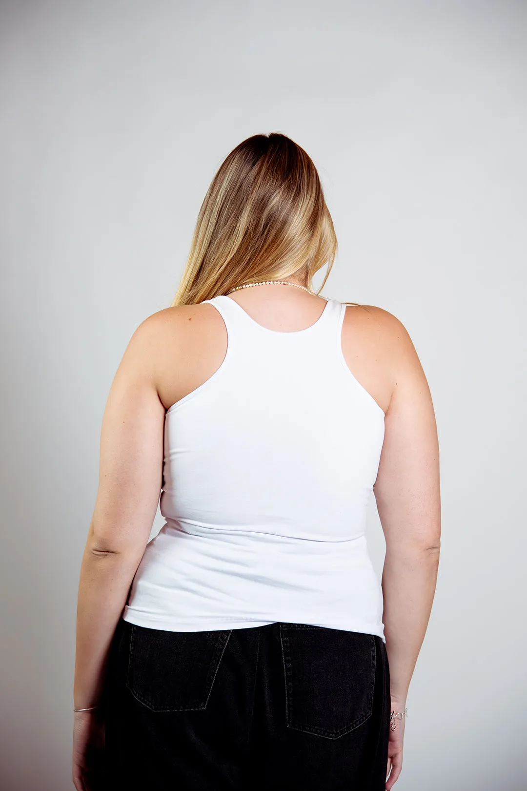 Shinni Neck Full Length Tank in White sold by Manners London product image thumbnail 4