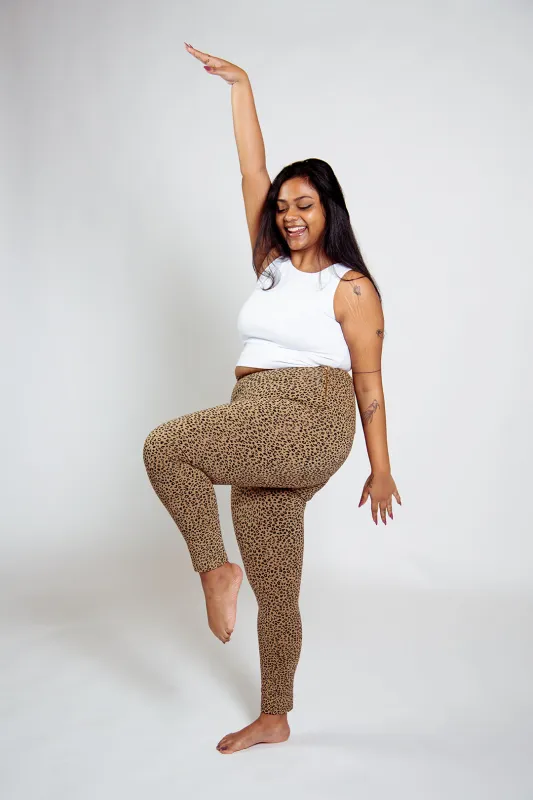 Super High Waisted Tib Pant Petite in Classic Leopard sold by Manners London