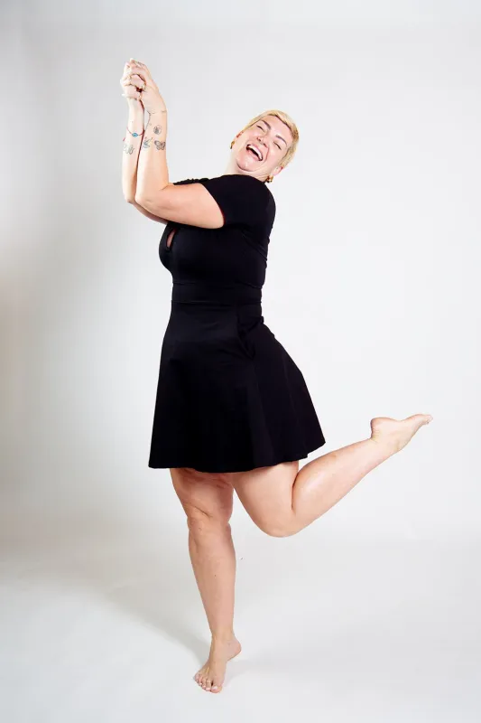 Zaba Dress Mini A-Line in Black sold by Manners London