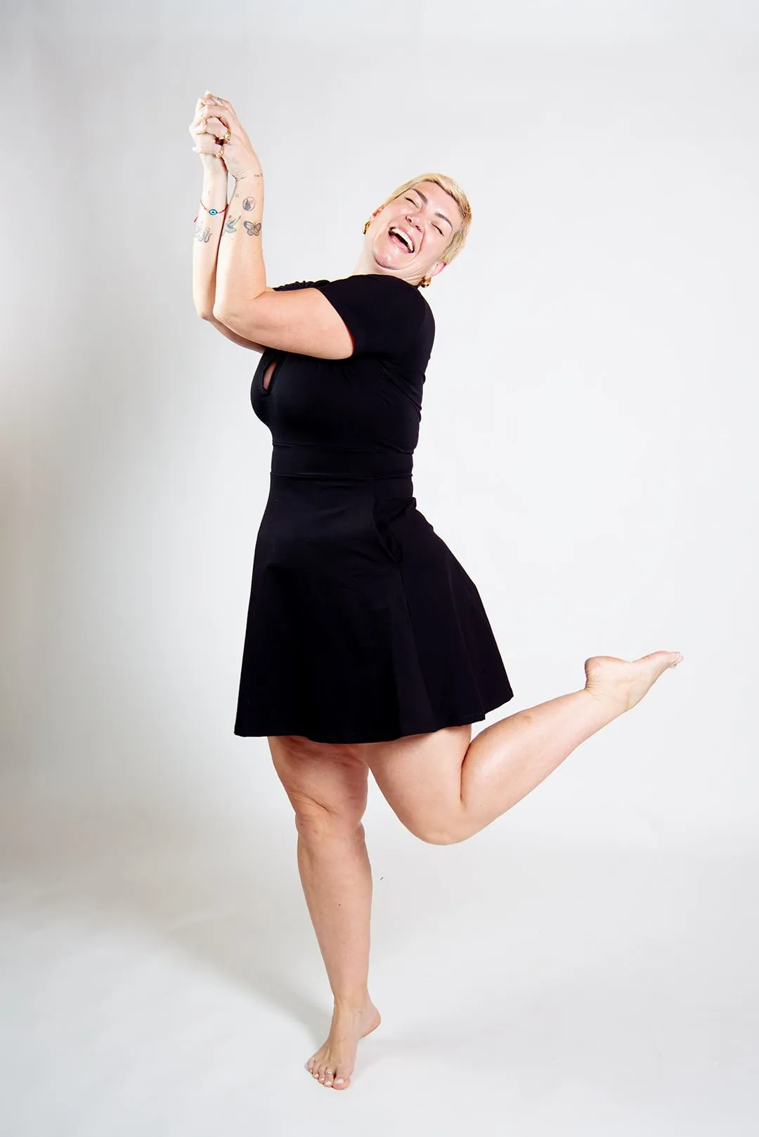 Zaba Dress Mini A-Line in Black sold by Manners London