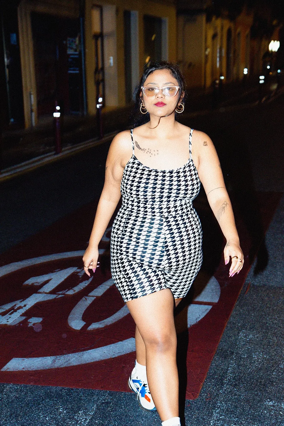 Scoop Vest Playsuit with pockets in Houndstooth Print sold by Manners London product image thumbnail 2