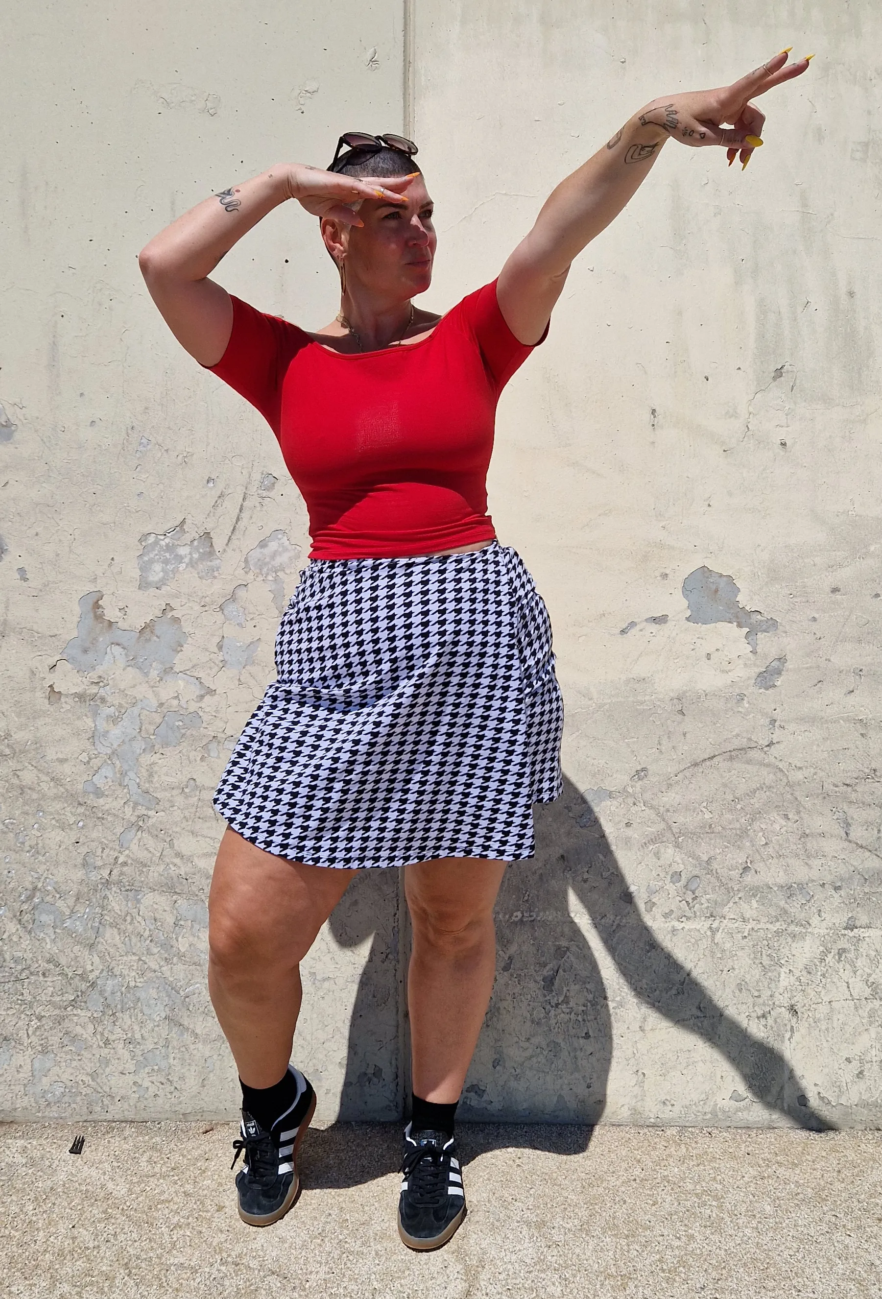 Bardot Short Sleeve Mid Crop Top in Pomegranate Red sold by Manners London product image thumbnail 2