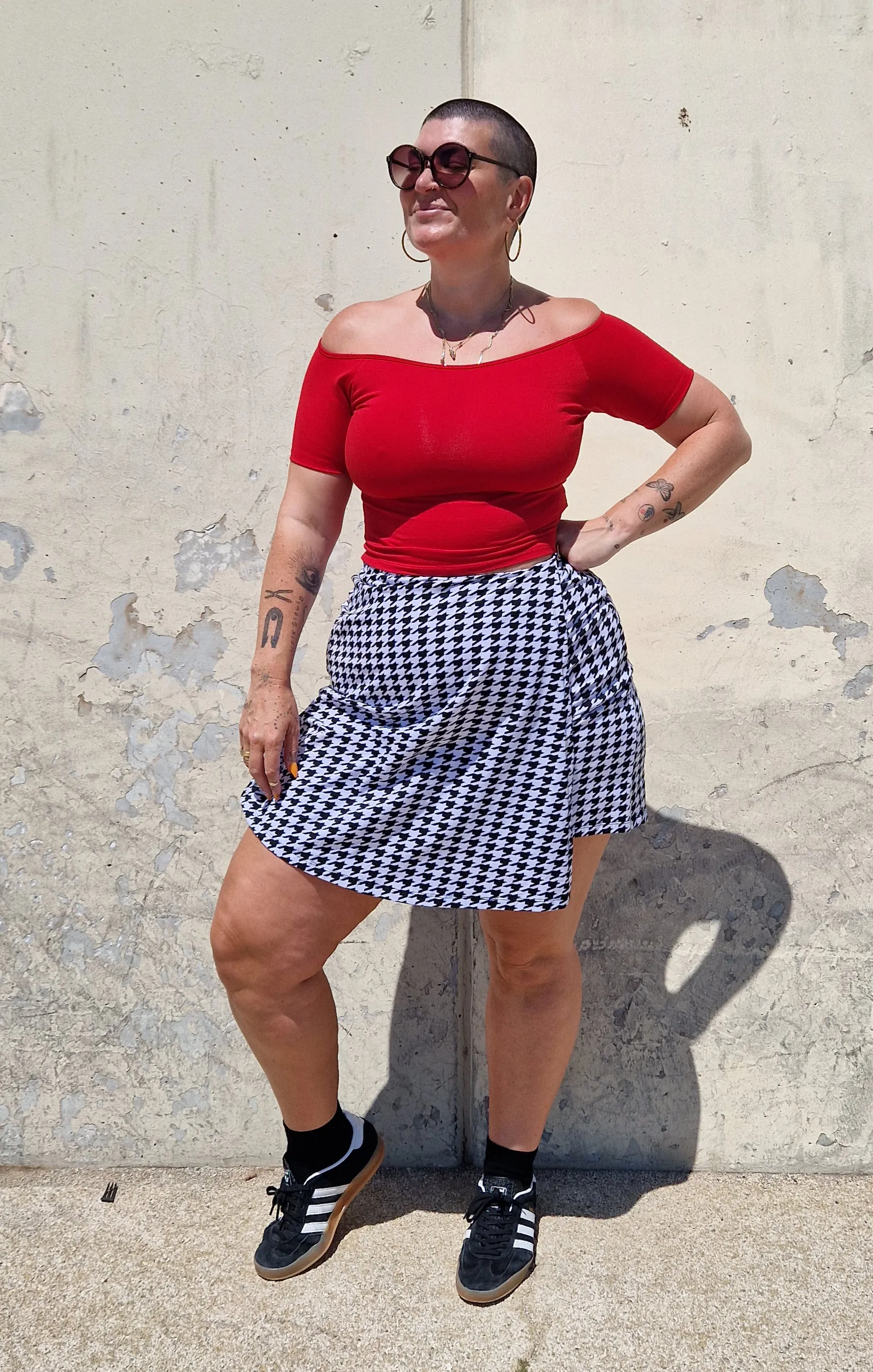 Bardot Short Sleeve Mid Crop Top in Pomegranate Red sold by Manners London product image thumbnail 3