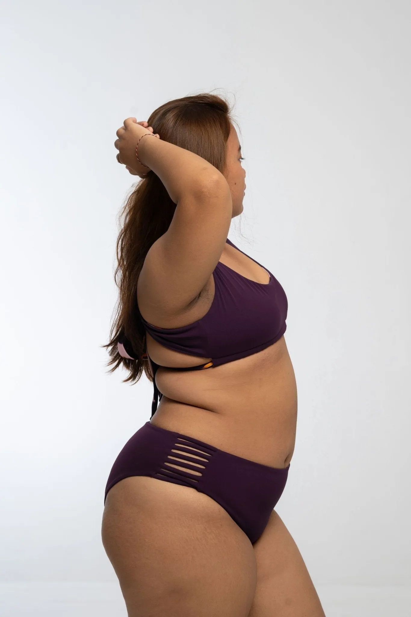 Cheeky Reversible High Waist Petite In Spicy Leopard Print and Deep Plum sold by Manners London