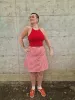 EKA Racer Crop in Pomegranate Red sold by Manners London