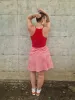 EKA Racer Crop in Pomegranate Red sold by Manners London