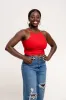 EKA Racer Crop in Pomegranate Red sold by Manners London