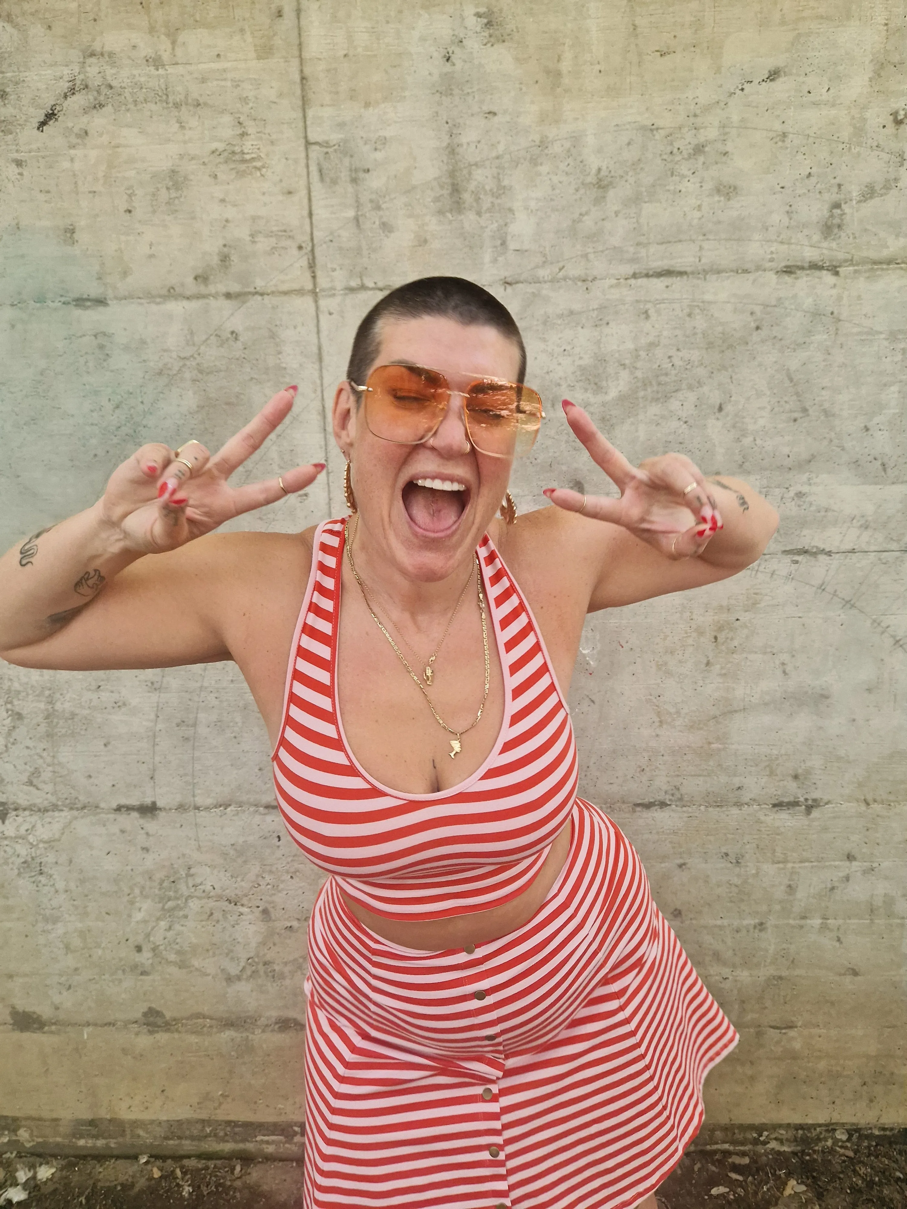 Cross Back Crop Bra In Tomato red on Bubblegum Pink! sold by Manners London product image thumbnail 4