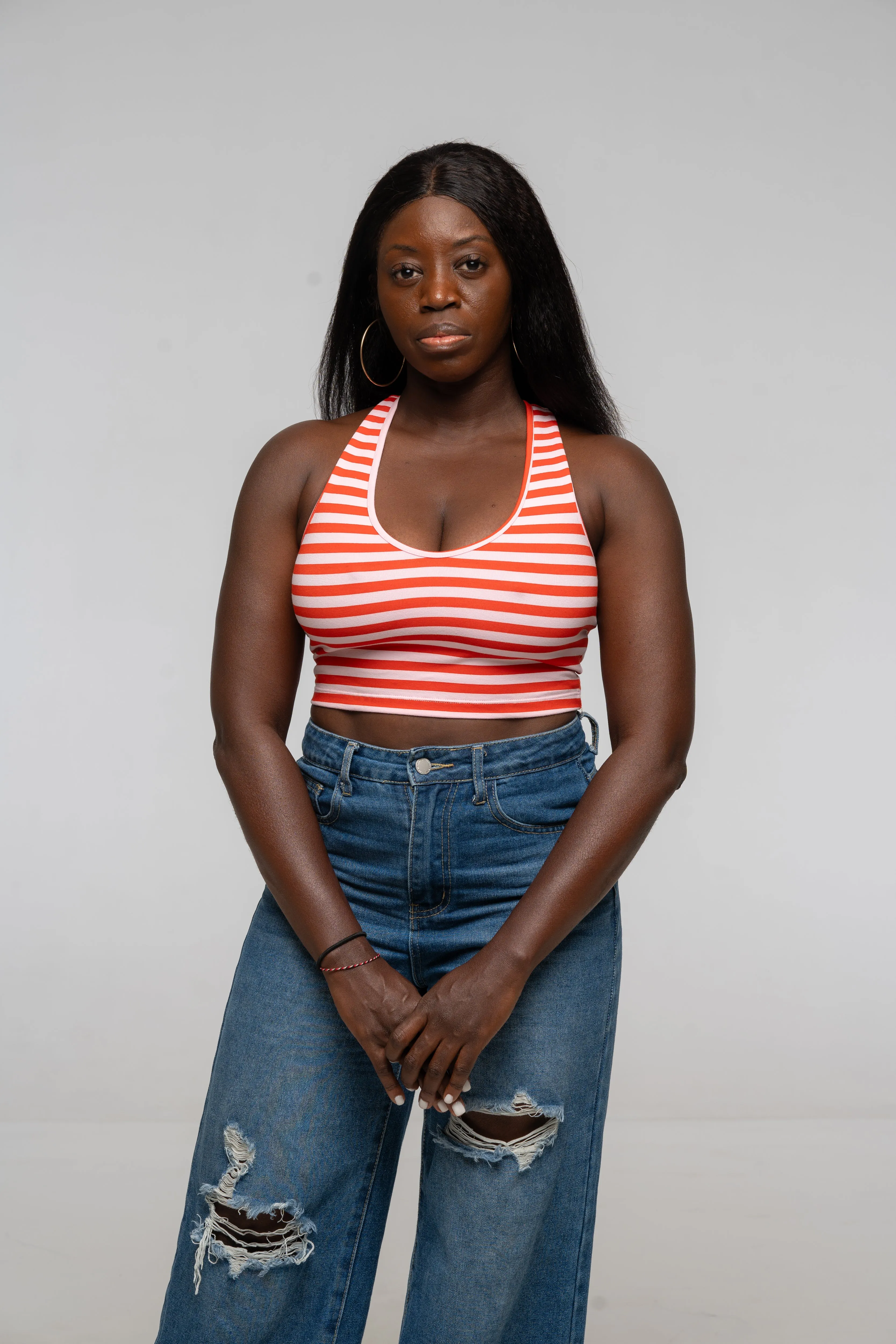 Cross Back Crop Bra In Tomato red on Bubblegum Pink! sold by Manners London