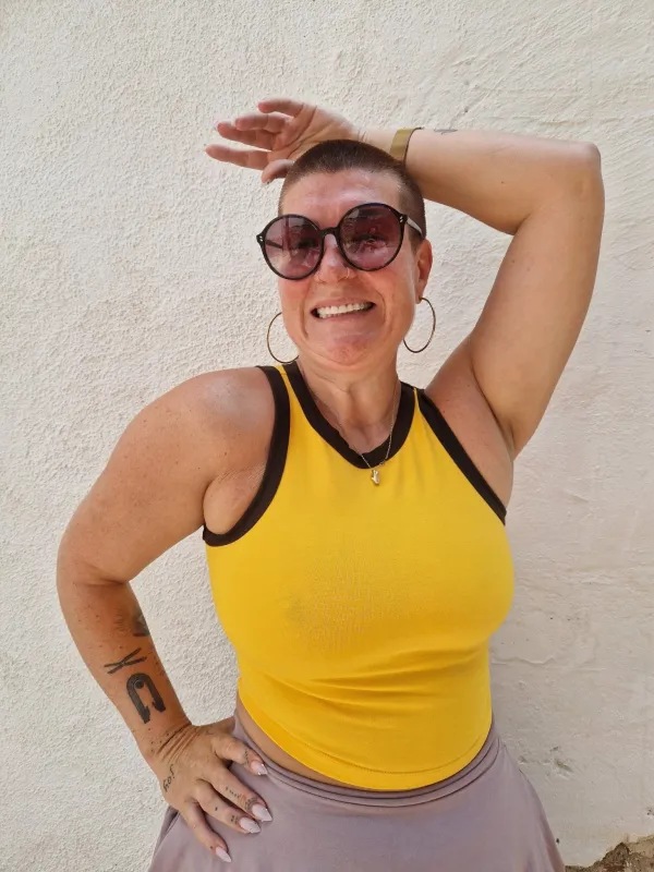 Iva Crop Top  in Mango and Cafe sold by Manners London