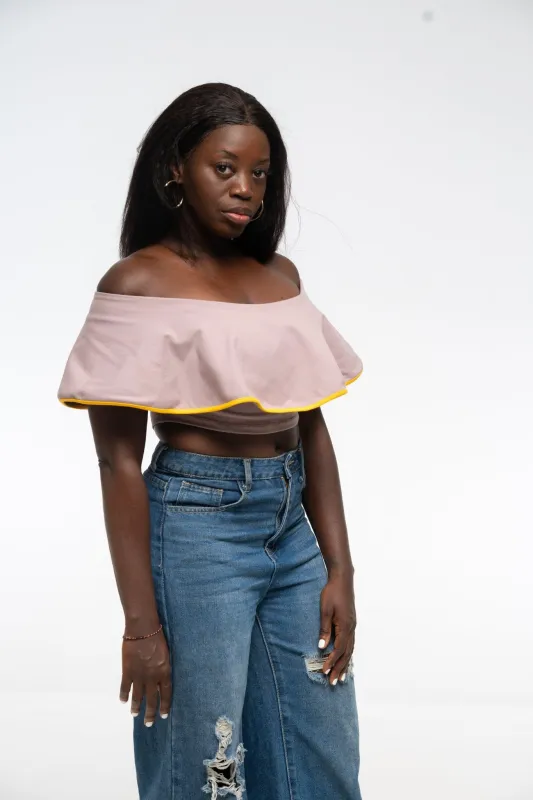 Diida 3-Way Crop Top in Dust/Mango Edge sold by Manners London