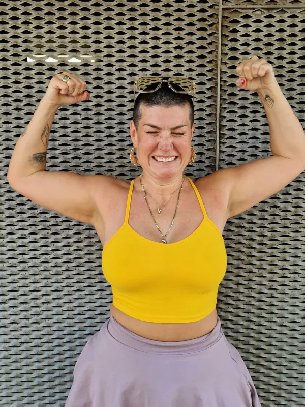 Crop Vest Top in Mango sold by Manners London