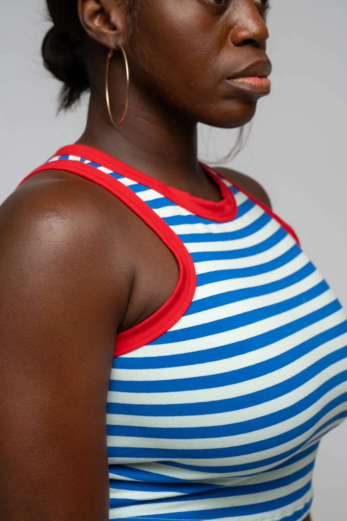 Iva Top Crop in Blue Mint Stripe / Red sold by Manners London product image thumbnail 3