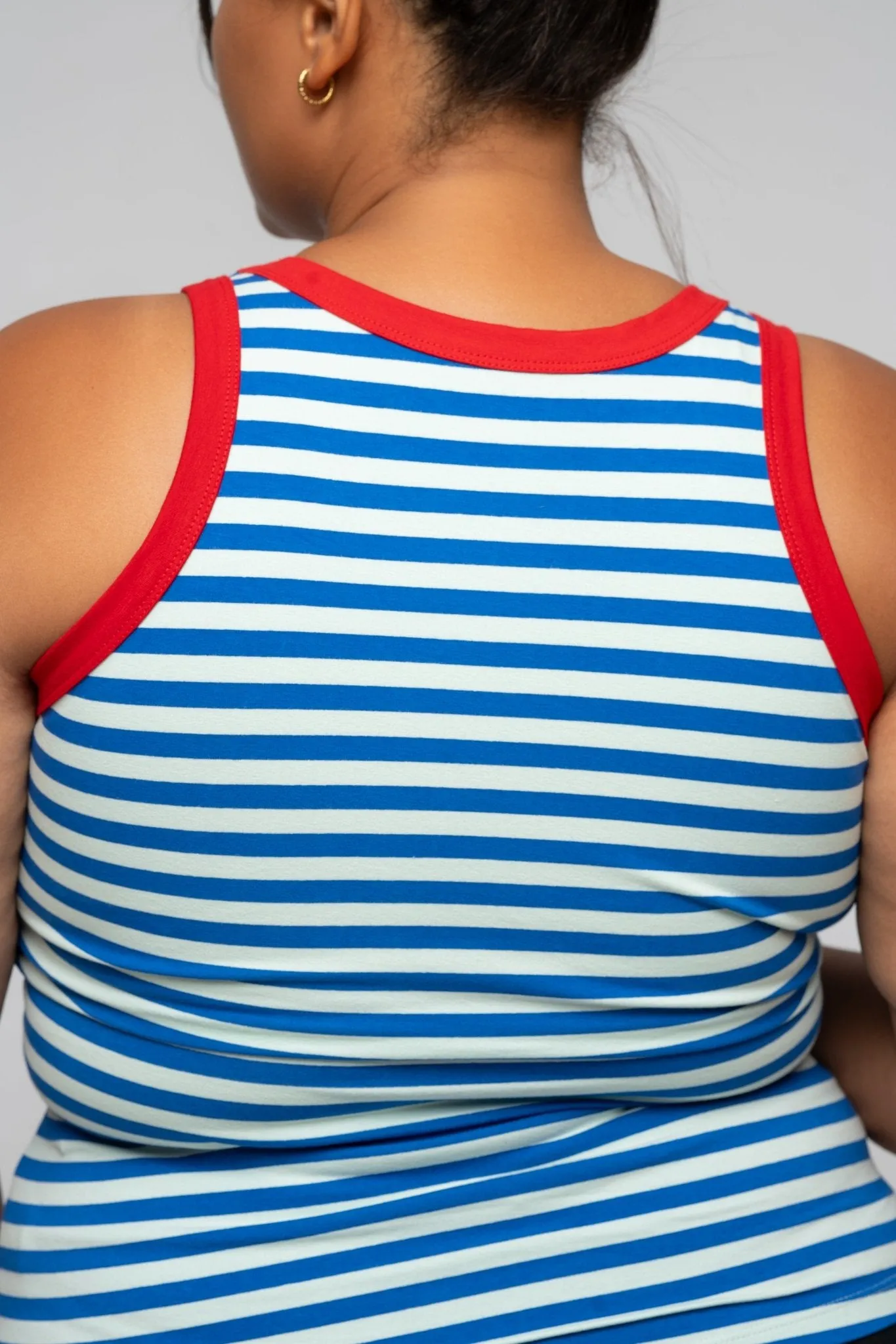 Iva Top Full Length in Blue Mint Stripe / Red sold by Manners London product image thumbnail 3