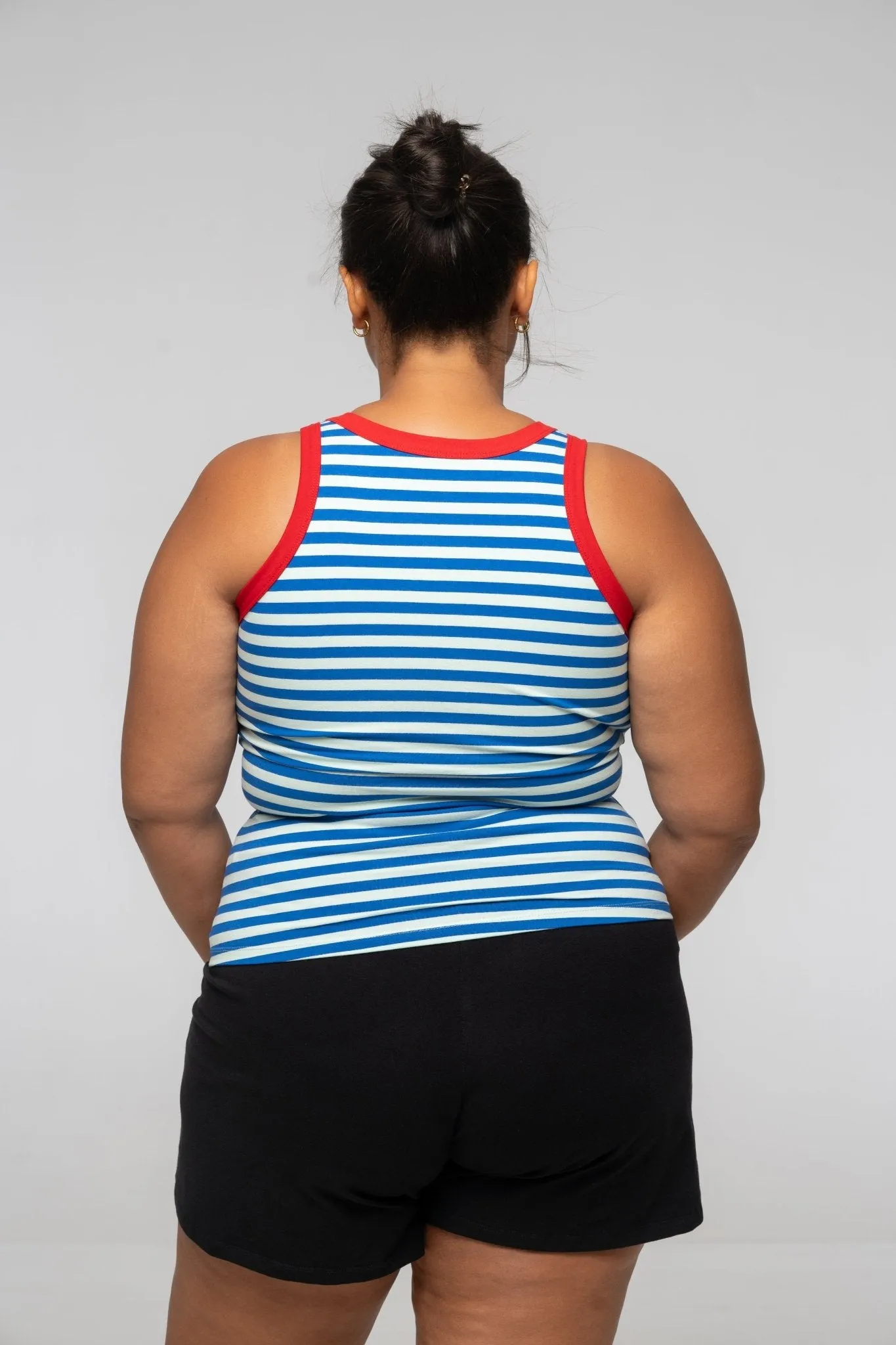 Iva Top Full Length in Blue Mint Stripe / Red sold by Manners London product image thumbnail 2