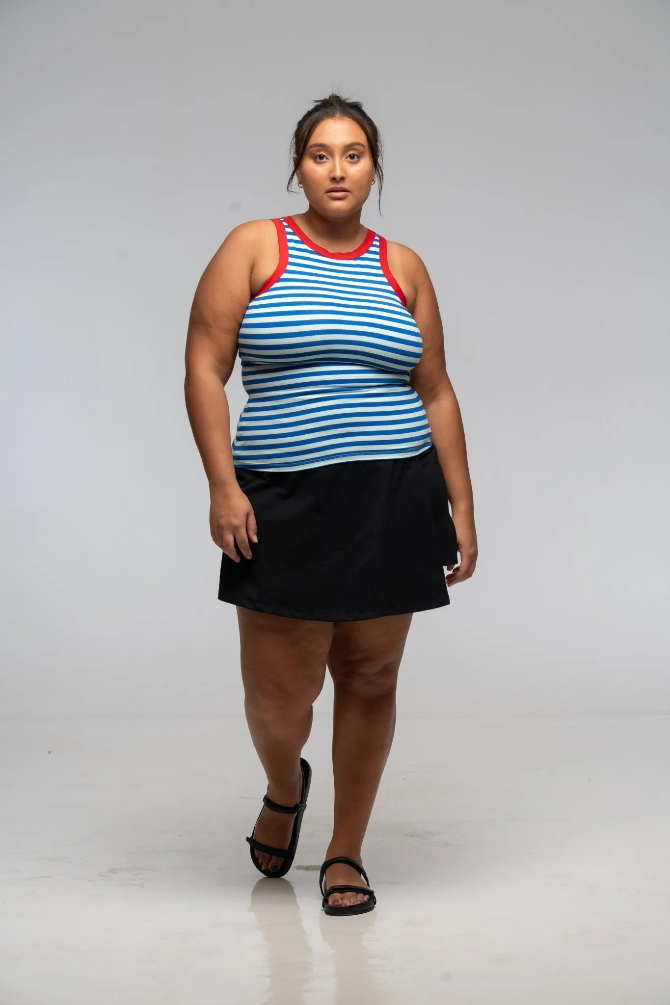 Iva Top Full Length in Blue Mint Stripe / Red sold by Manners London product image thumbnail 4