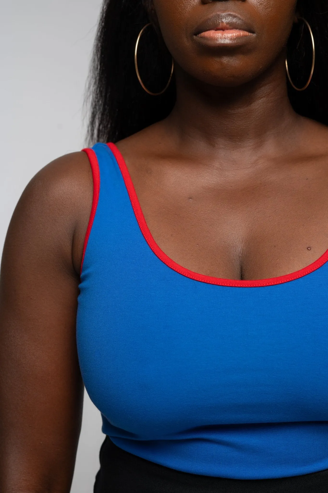 Api Mid Crop Top in Forgetmenot / Red edging sold by Manners London product image thumbnail 2