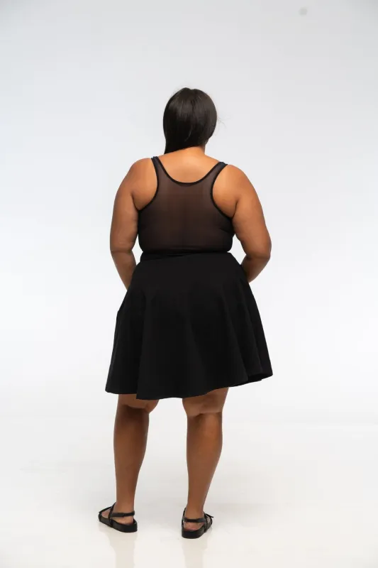 Shinni Mesh Back Jola Mini Dress in Black sold by Manners London